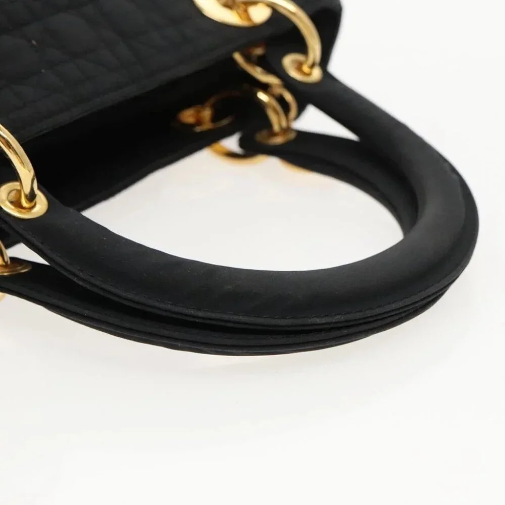 Christian Dior Canage Hand Bag Nylon Black Gold - Picture 10 of 14